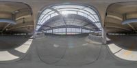 a series of three circular panorama images of people inside a building from the top and the bottom