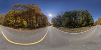 a street is empty with a wide angle on the road and no cars in view