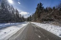 Canadian Forest Snowy Road Scenic View 002