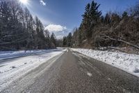 Canadian Forest Snowy Road Scenic View 003