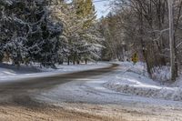 Canadian Landscape in Ontario: Snow-Covered Road