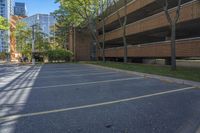 A Canadian Parking Lot: Cityscape Under a Clear Sky