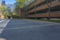 A Canadian Parking Lot: Cityscape Under a Clear Sky