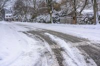 Canadian Residential Street: Snowy Landscape and Gloomy Sky