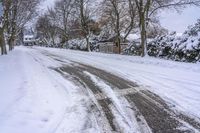 Canadian Residential Street: Snowy Landscape and Gloomy Sky