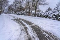 Canadian Residential Street: Snowy Landscape and Gloomy Sky