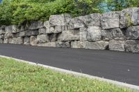 Canadian Suburban Thoroughfare with Stone Walls