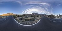 a view from the front of a camera of a highway through the desert landscape in 3d