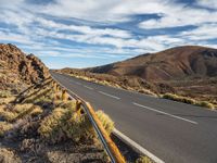 Road Through Canary Islands: Bush, Grass, and Clouds