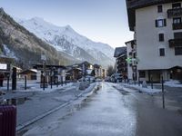 Chamonix, France: Beautiful Winter Scenery of Mountain Village with Clear Sky