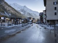 Chamonix, France: Beautiful Winter Scenery of Mountain Village with Clear Sky