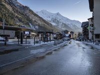 Chamonix, France: Beautiful Winter Scenery of Mountain Village with Clear Sky