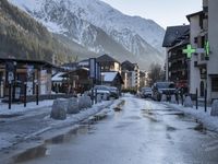 Chamonix, France: Beautiful Winter Scenery of Mountain Village with Clear Sky