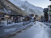 Chamonix, France: Beautiful Winter Scenery of Mountain Village with Clear Sky