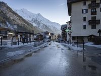 Chamonix, France: Beautiful Winter Scenery of Mountain Village with Clear Sky