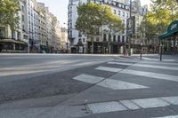 Charming Buildings in City Streets with Pedestrians