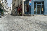 Charming Storefronts on Cobblestone Roads in Paris