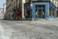 Charming Storefronts on Cobblestone Roads in Paris