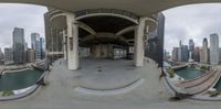 360 - fish eye photo of an overpass in the city of chicago in a 360 - angle