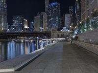 Chicago City Night Lights and Modern Architecture