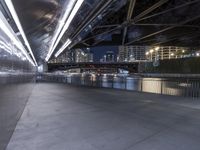 Chicago City Night View with River and Bridge