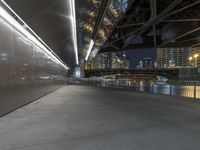 Chicago City Night View with River and Bridge