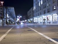 Chicago Night Cityscape with Low Light and Classic Architecture
