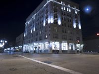 Chicago Night Cityscape with Low Light and Classic Architecture