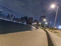 Chicago Night Skyline with Lens Flare