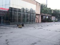 City Road in China: Asphalt and Buildings