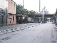 City Road in China: Asphalt and Buildings