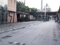 City Road in China: Asphalt and Buildings