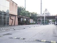 City Road in China: Asphalt and Buildings