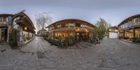 this is an image of a street full of shops in china or china taken from the fish eye