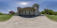 the circular view house has been converted to a virtual experience with 360 - zoom effect