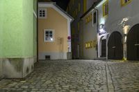 City at Night with Lit Buildings