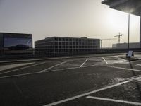 City Building with Street Lights and Road Surface