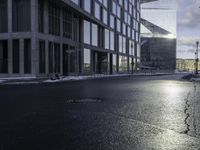 City Buildings at Dawn with Water Reflections