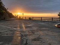 City Dawn with Clouds Over Parking Lot in Sunshine