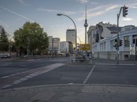 City Dawn: A Road in Berlin's Neighborhood
