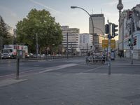 City Dawn: A Road in Berlin's Neighborhood