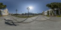 there is a picture of a skateboarder in a 360 - ray lens scene