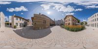 an image of people in a city setting with fish eye lens on the left and right