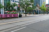 City Life in Toronto: Urban Road, Cafe, and Business District