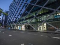 City Night: A Glass Facade in the Business District