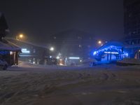 City at Night: Snow in the Residential Area