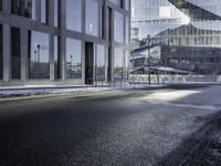 City Road with Asphalt and Building Facade