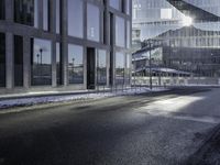 City Road with Asphalt and Building Facade