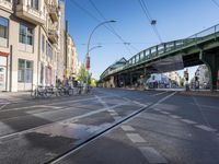 City Road in Berlin: Asphalt and Bridge