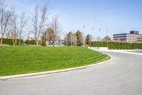 City Road Curve in Green Urban Landscape